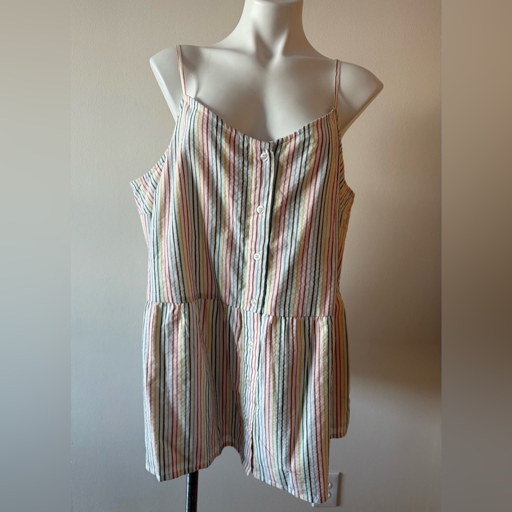 Lane Bryant striped strap  Button-Down peplum top
